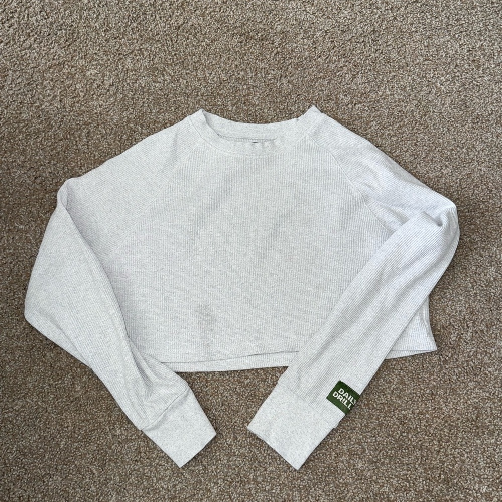 Daily Drills Heather Light Gray Cropped thermal Sweatshirt